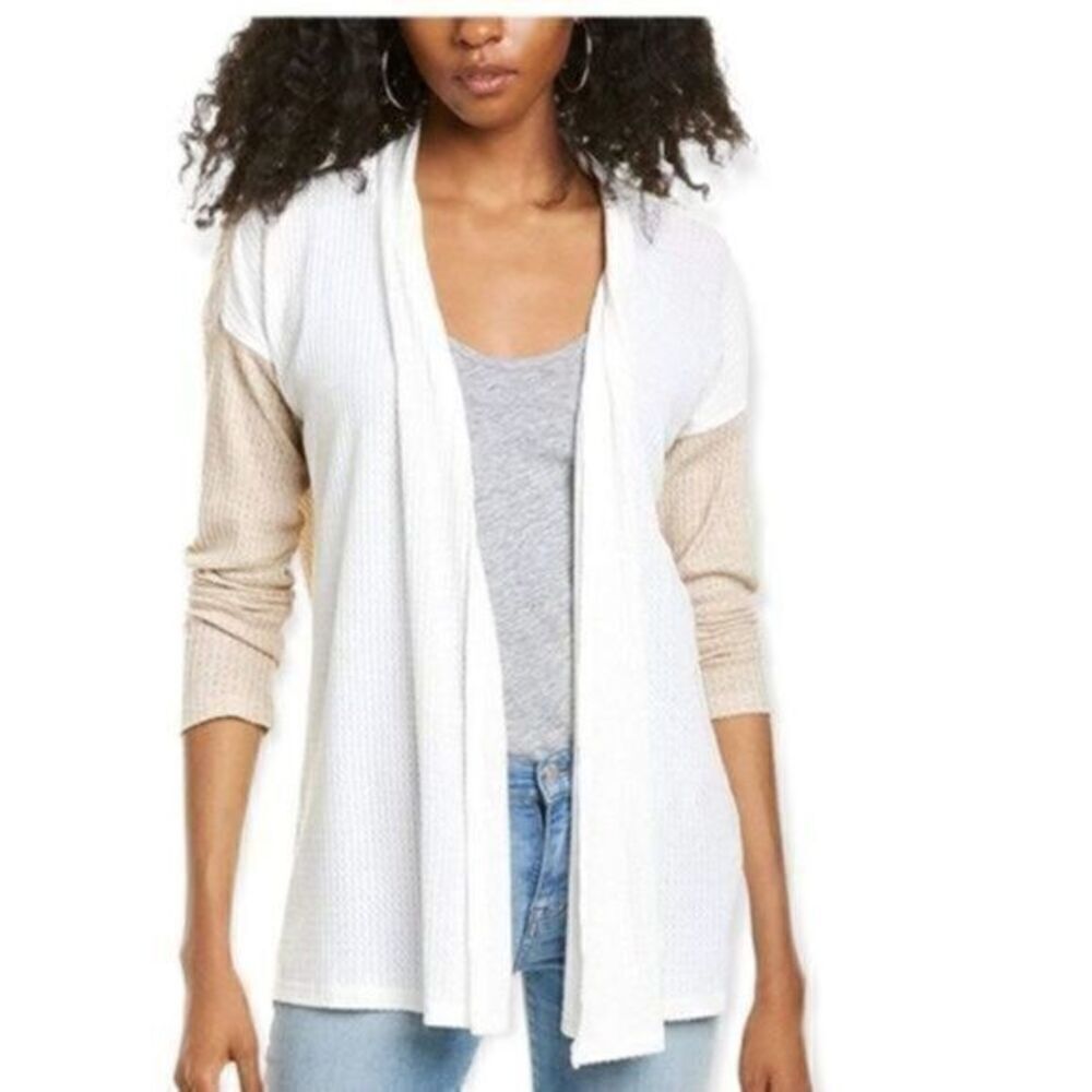 Bobeau Nordstrom Color Block Cardigan Ivory Size Small